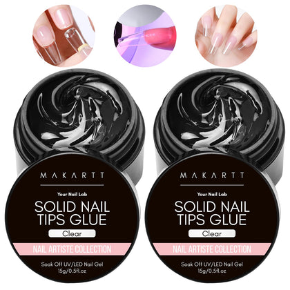 Makartt Solid Nail Glue Gel 15ml clear gel front view