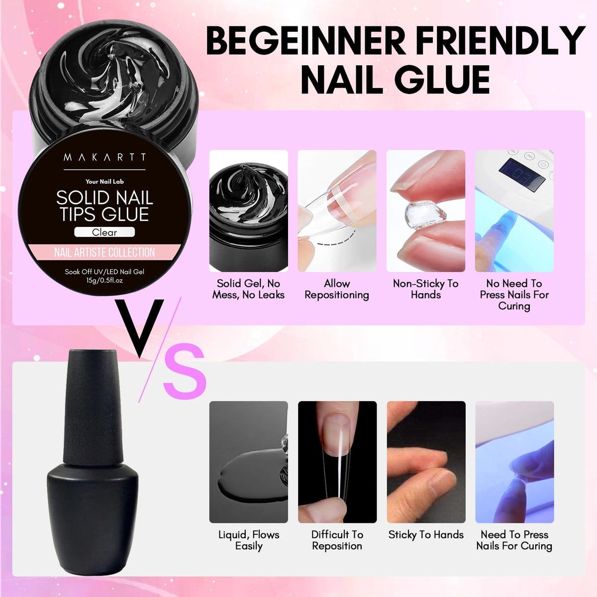 Makartt Solid Nail Glue Gel in use during nail art