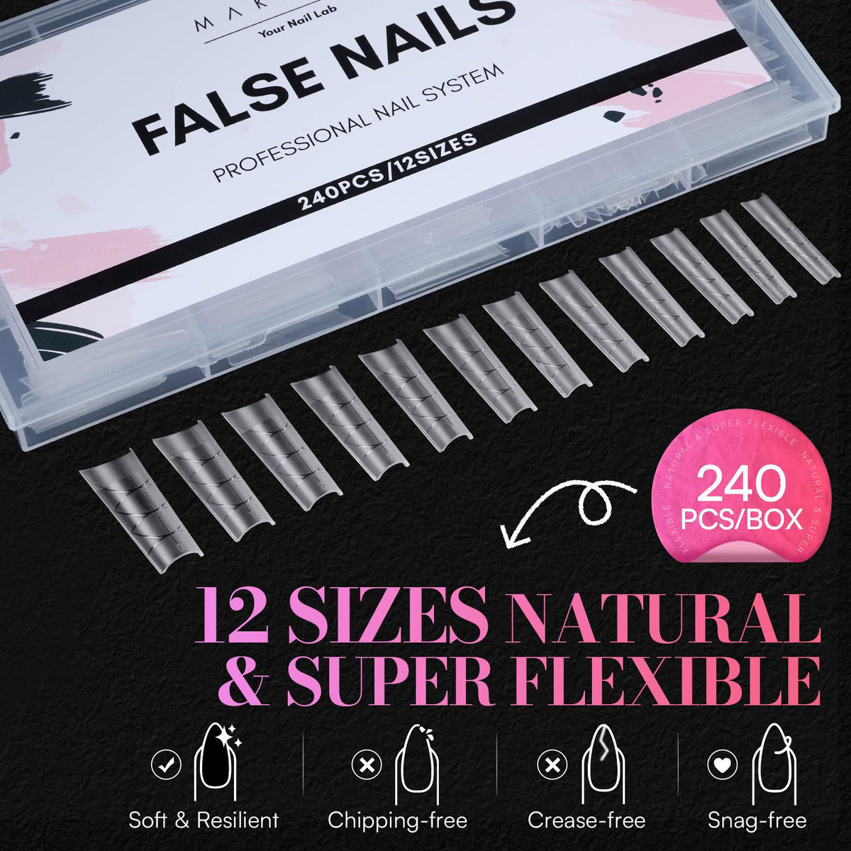 Makartt XL Tapered Square Nail Tips applied on nails