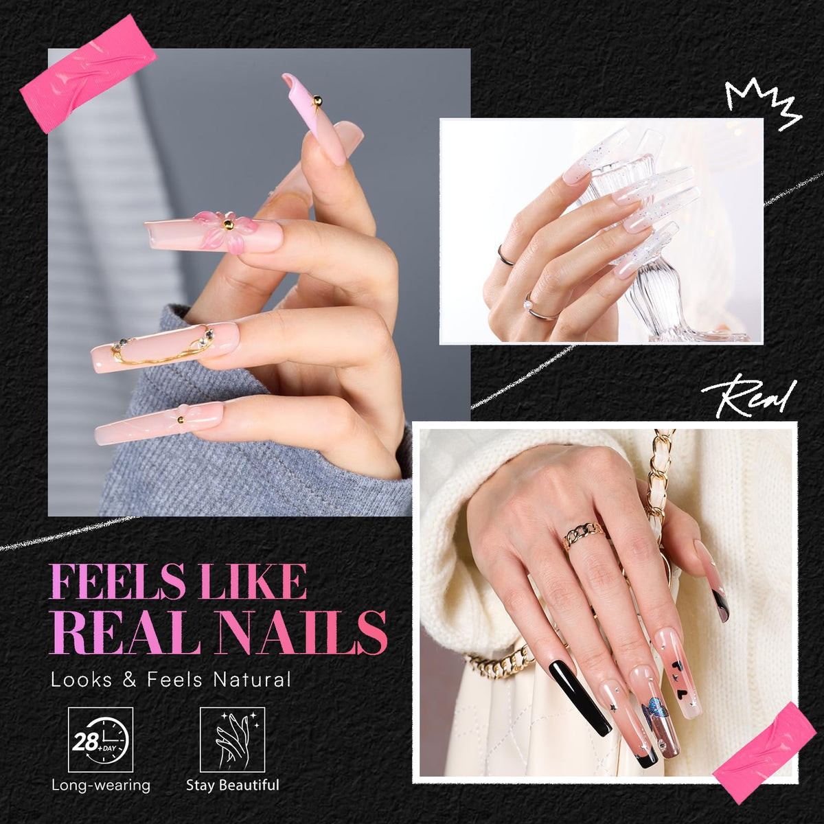 Makartt XL Tapered Square Nail Tips displayed in packaging