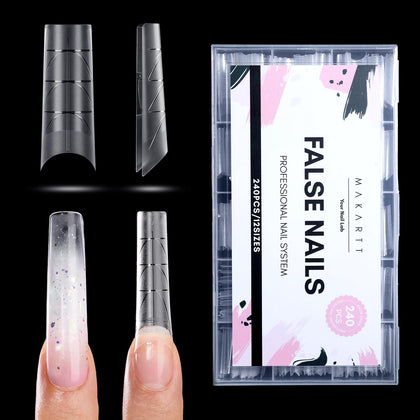 Makartt XL Tapered Square Nail Tips front view with alignment guides
