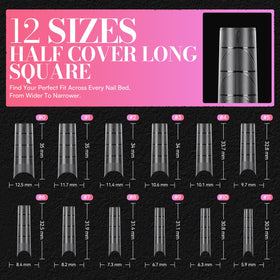 Makartt XL Tapered Square Nail Tips with nail art design