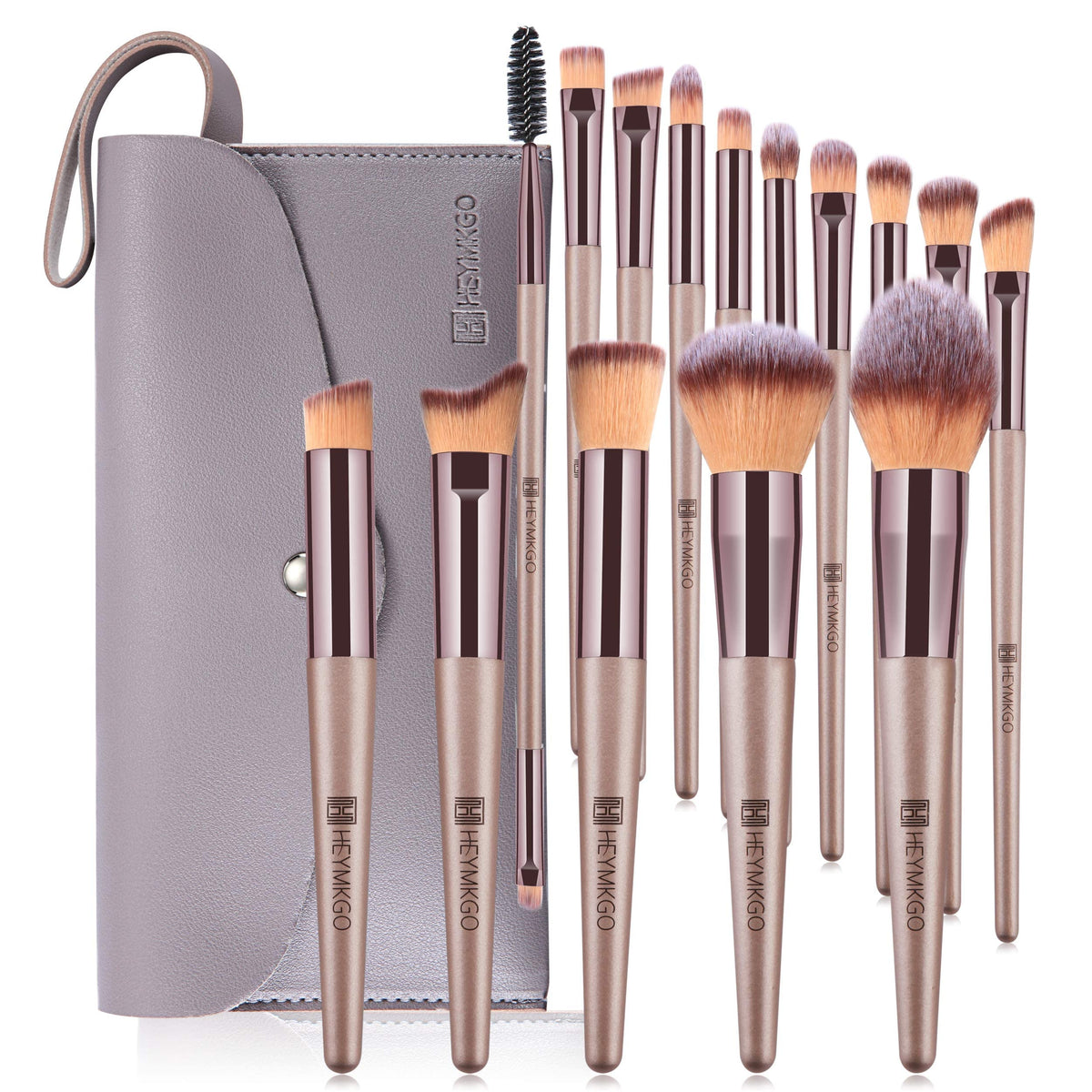 Makeup application using HEYMKGO brushes for a natural look
