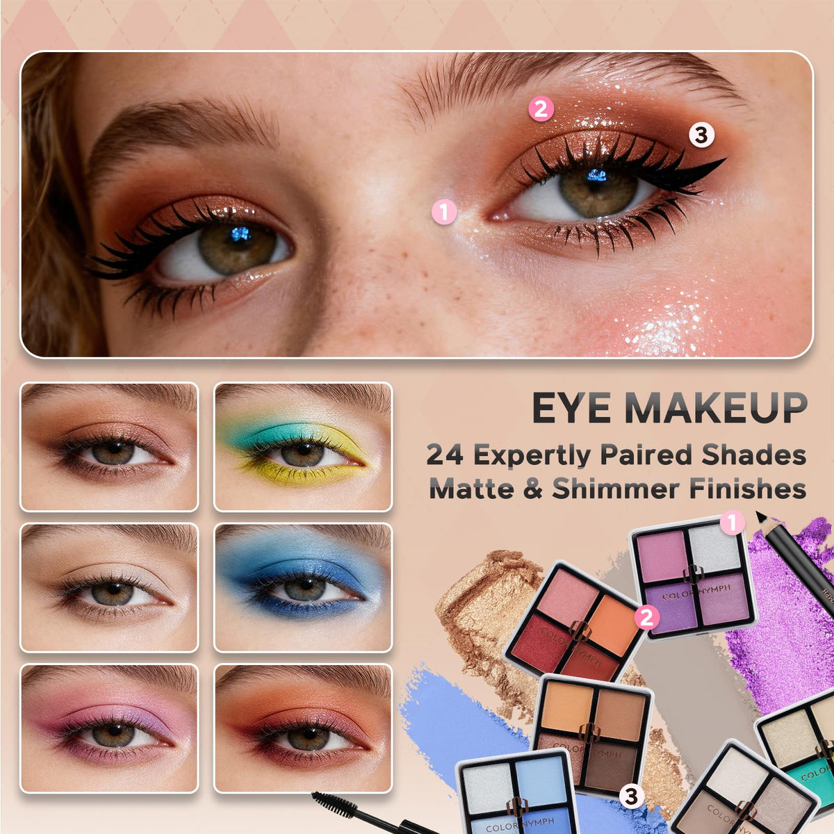 Makeup brushes included in Color Nymph Beginner Makeup Kit