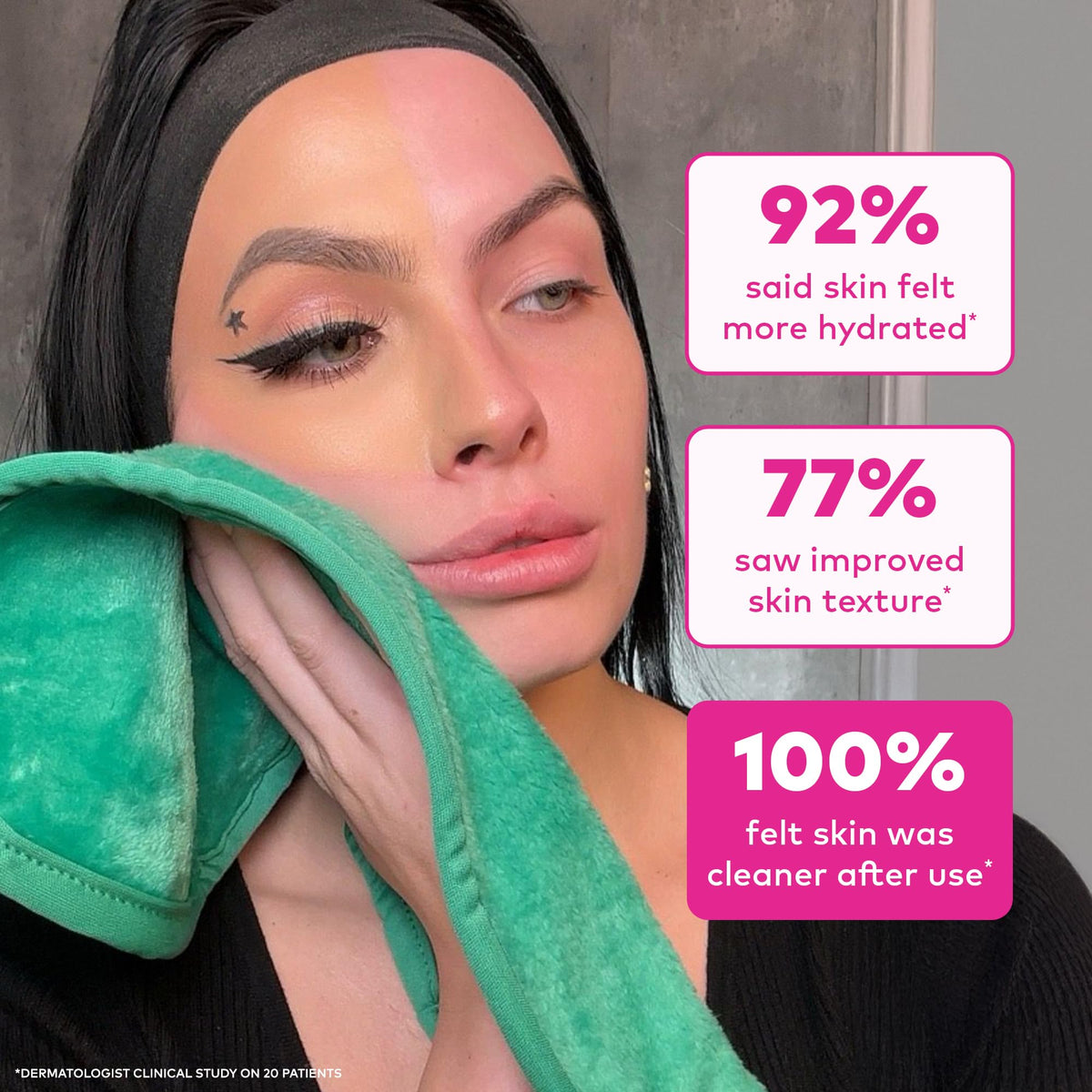 MakeUp Eraser PRO in use removing makeup