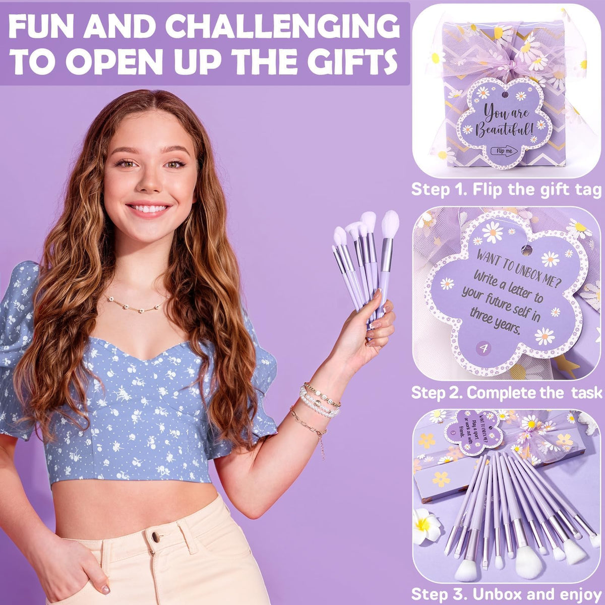 Makeup mirror included in Qinline gift set for girls