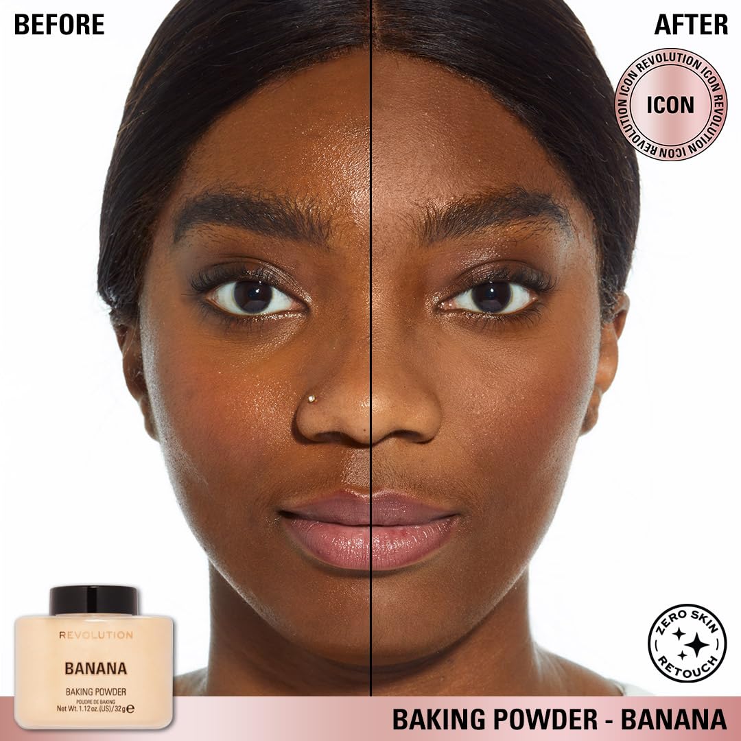 Makeup Revolution Loose Baking Powder Banana 70g application