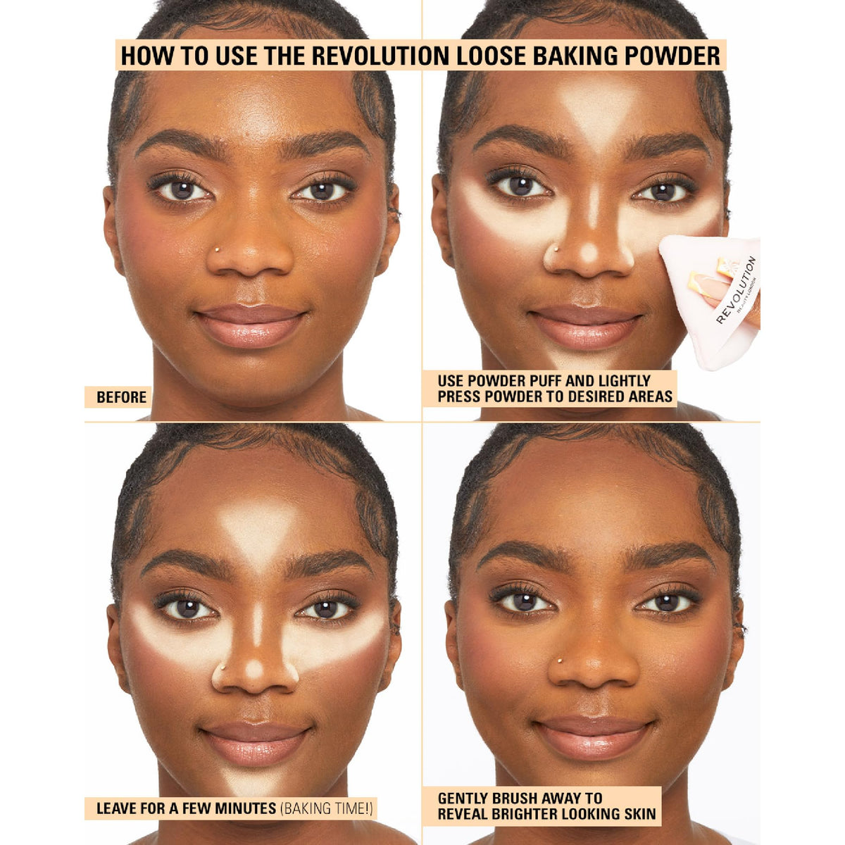 Makeup Revolution Loose Baking Powder Banana 70g with brush