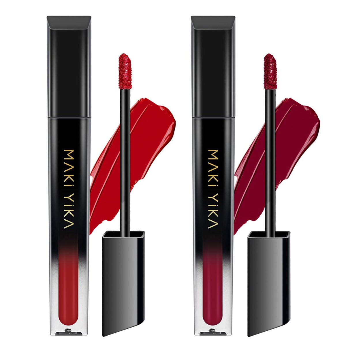 MAKI YIKA Burgundy Red Matte Liquid Lipstick Set front view