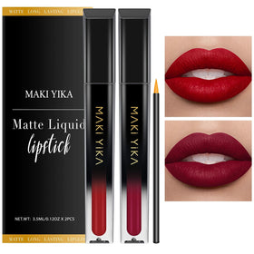 MAKI YIKA lipstick tube with burgundy red shade