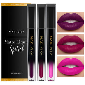 MAKI YIKA Matte Liquid Lipstick Set with three plum shades