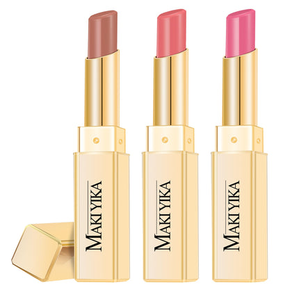 MAKI YIKA Moisture Lipstick set with brown, nude, and pink shades