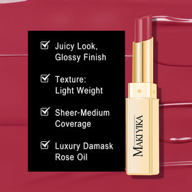 MAKI YIKA Moisture Lipstick Trio arranged with makeup accessories