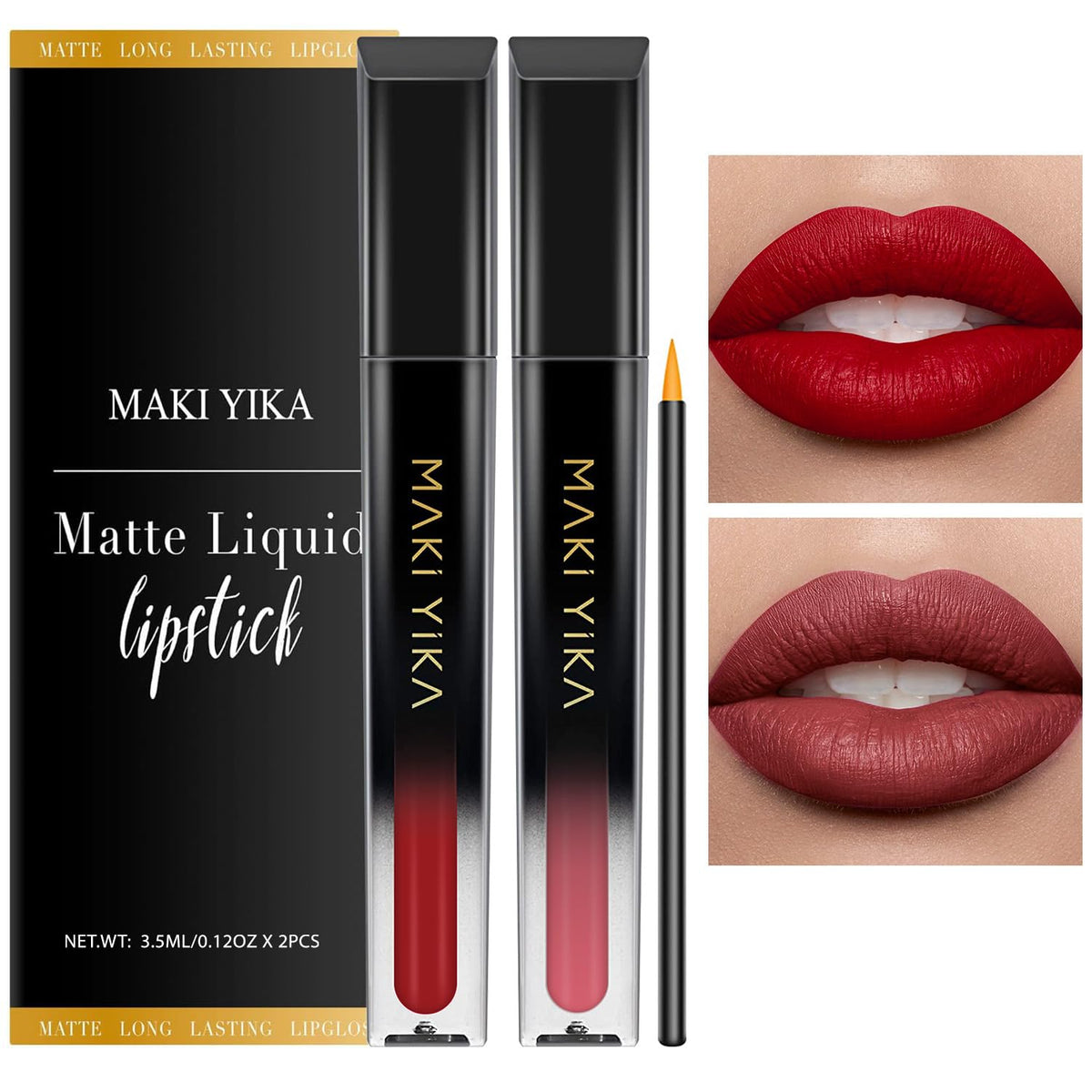 MAKI YIKA red matte lipstick tube close-up