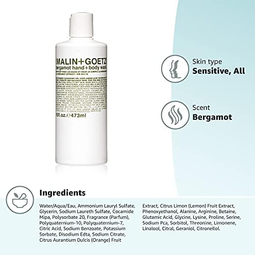 MALIN+GOETZ Bergamot Hand + Body Wash 16 fl oz pump dispenser