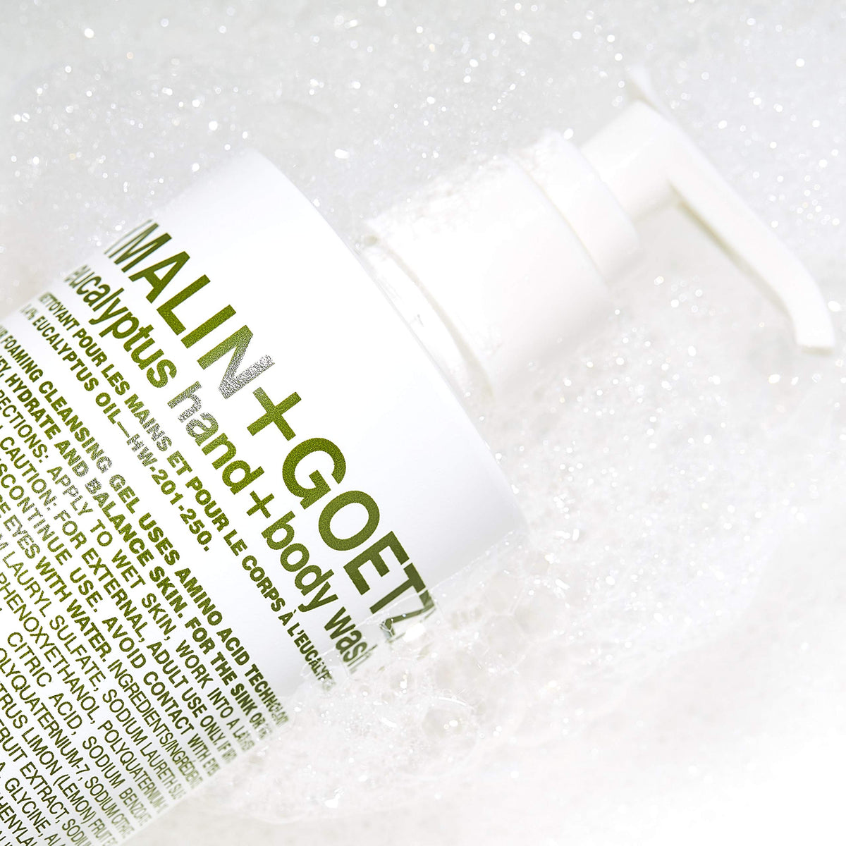 MALIN+GOETZ Eucalyptus Hand + Body Wash lifestyle scene in bathroom