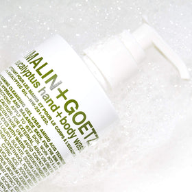 MALIN+GOETZ Eucalyptus Hand + Body Wash lifestyle scene in bathroom