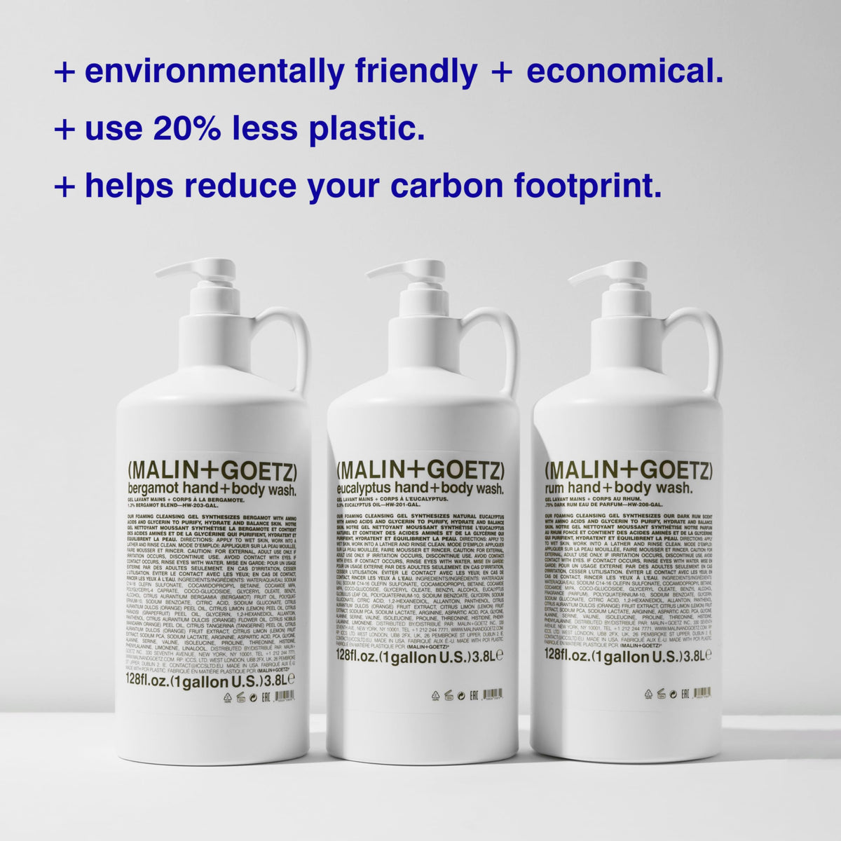 MALIN+GOETZ Rum Hand + Body Wash bottle side view