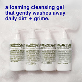 MALIN+GOETZ Rum Hand + Body Wash in a bathroom setting