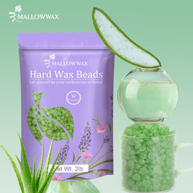 Mallowwax Aloe Hard Wax Beads in a waxing setup