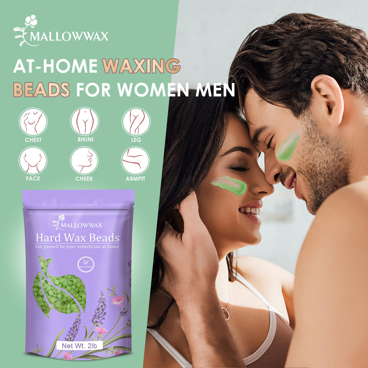 Mallowwax Aloe Hard Wax Beads with waxing tools