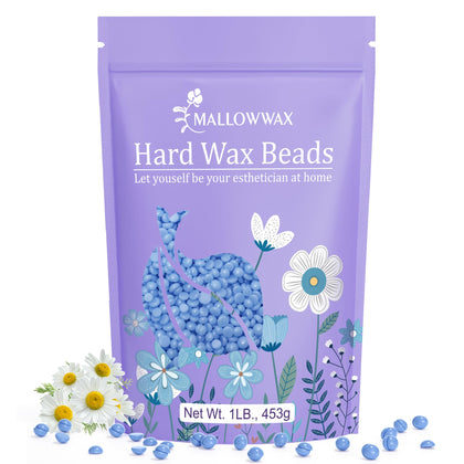 Mallowwax Hard Wax Beads 1lb blue stripless wax front view
