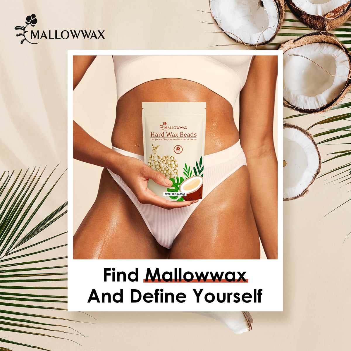 Mallowwax Hard Wax Beads 1lb on a smooth skin surface