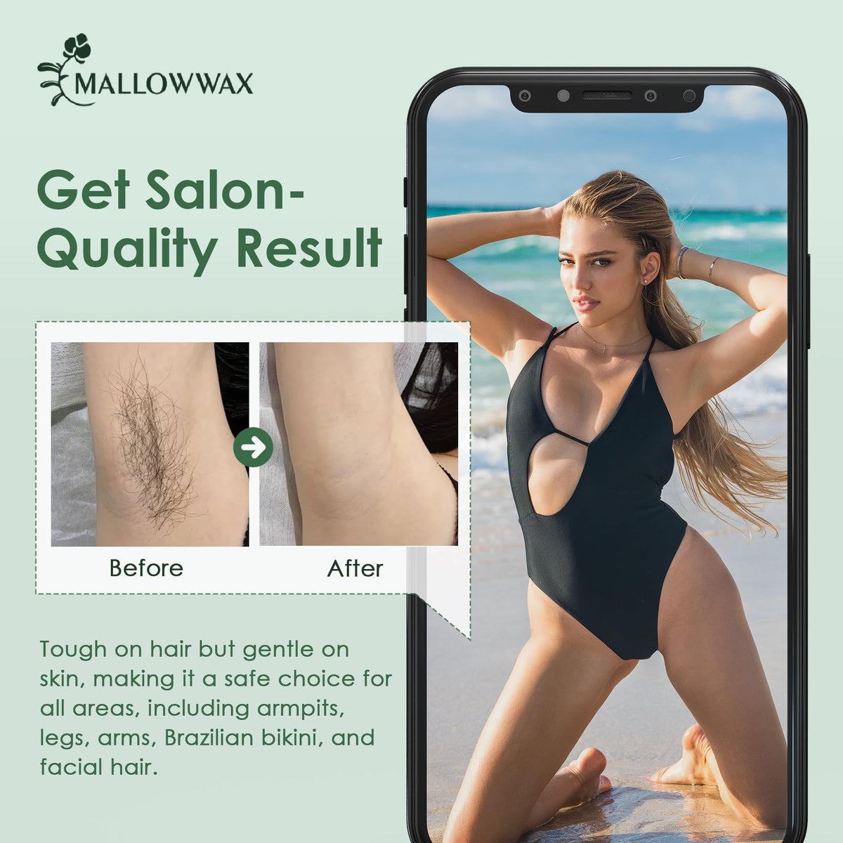 Mallowwax Hard Wax Beads for bikini area use