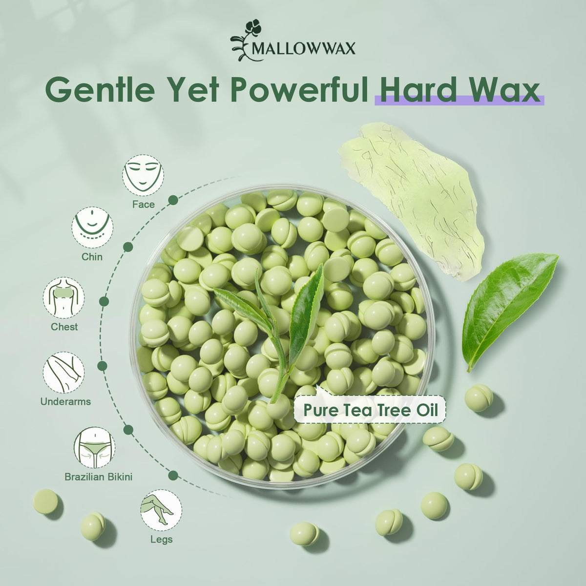 Mallowwax Hard Wax Beads in a bowl ready for use
