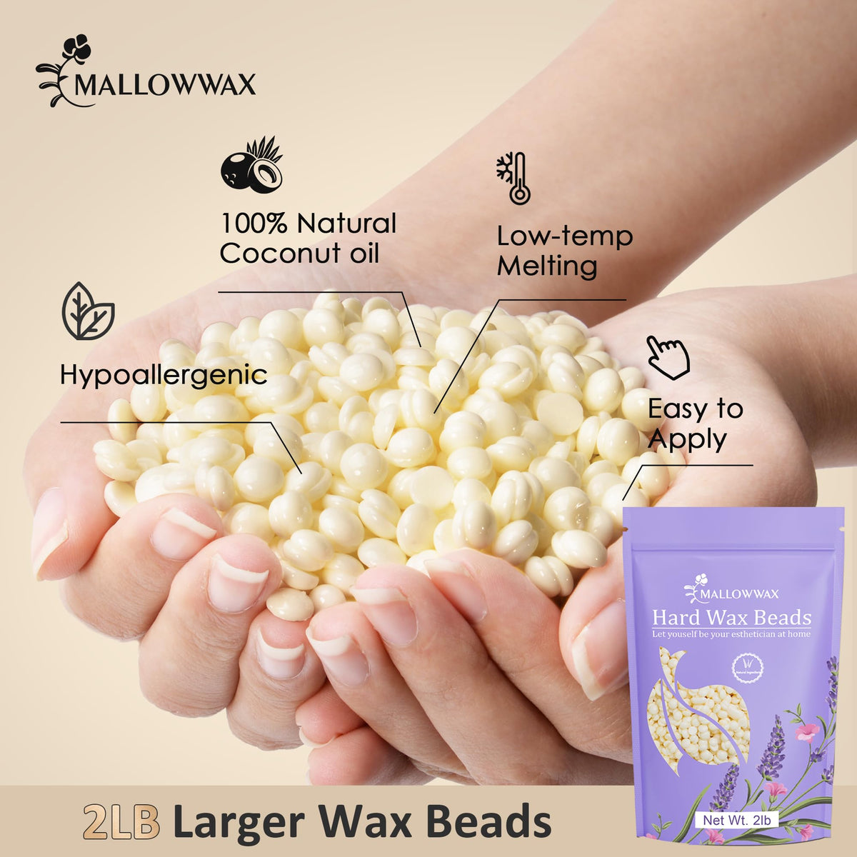 Mallowwax Hard Wax Beads with tools