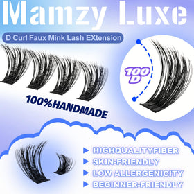 Mamzy Luxe Lash Clusters displayed on a makeup table