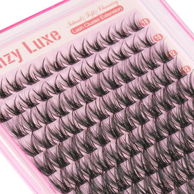 Mamzy Luxe Lash Clusters in use during makeup application
