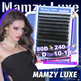 Mamzy Luxe Lash Clusters in use on model