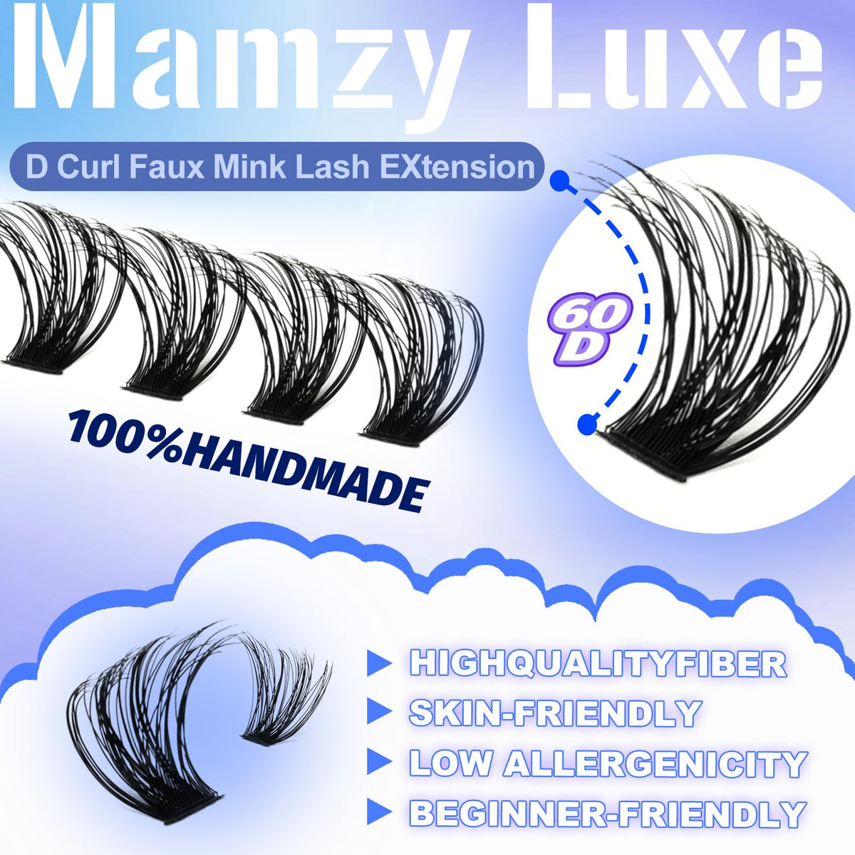 Mamzy Luxe Lash Clusters in various styles