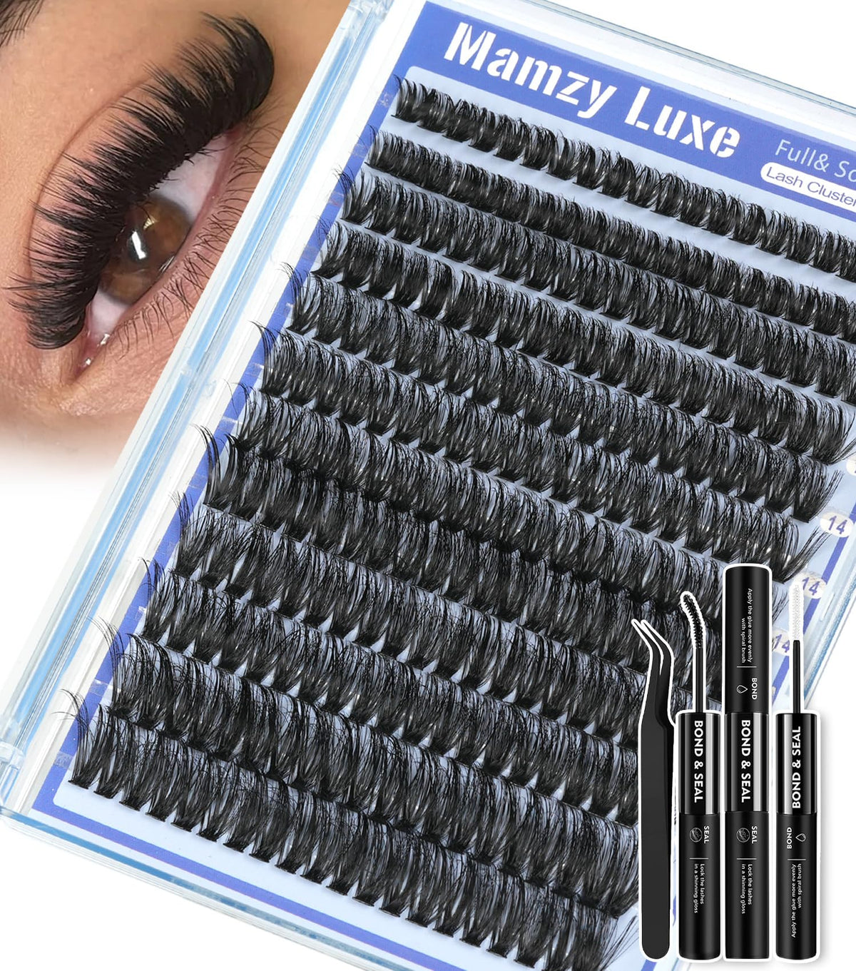 Mamzy Luxe Lash Clusters Kit 10-18MM D-Curl packaging front view