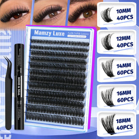 Mamzy Luxe Lash Clusters Kit with glue and tweezers