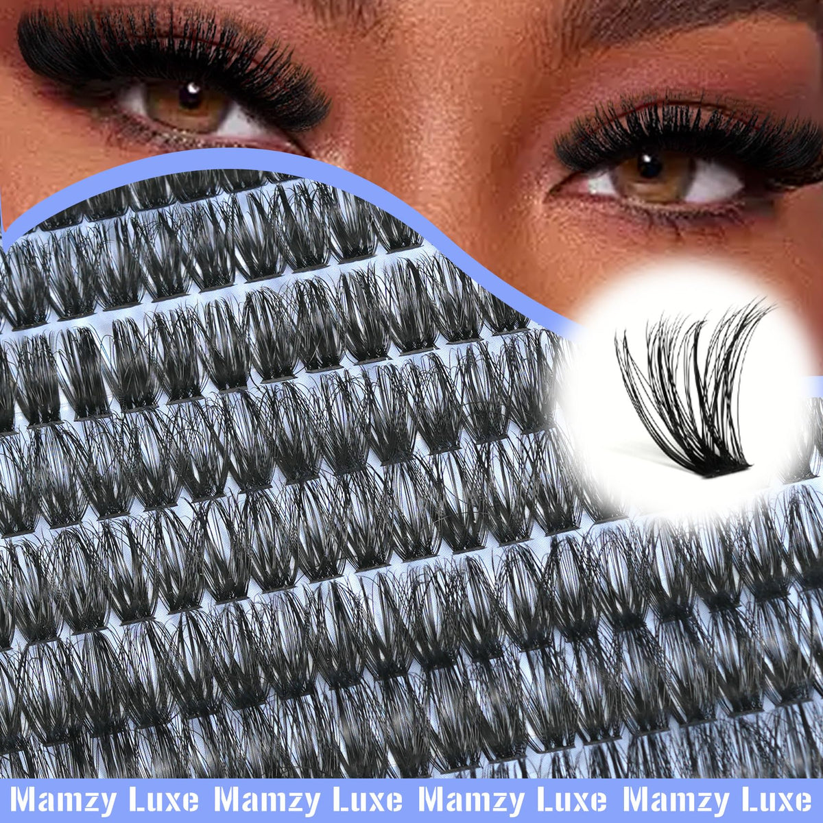 Mamzy Luxe Lash Clusters layout showcasing individual clusters