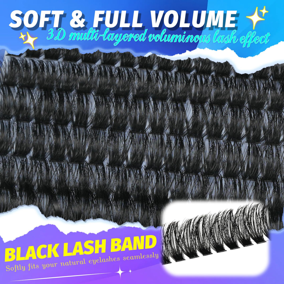 Mamzy Luxe Lash Clusters showing individual lash clusters