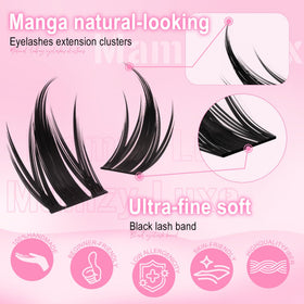 Mamzy Luxe Manga Lash Clusters in various lengths displayed