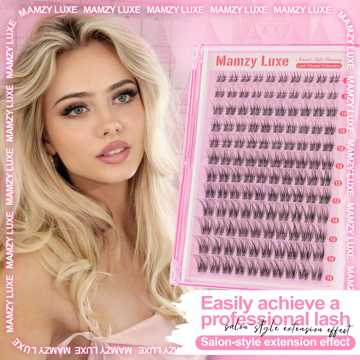 Mamzy Luxe Wispy Lash Clusters on model's eyes