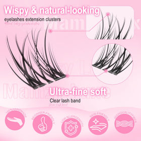 Mamzy Luxe Wispy Lash Clusters showing different lengths
