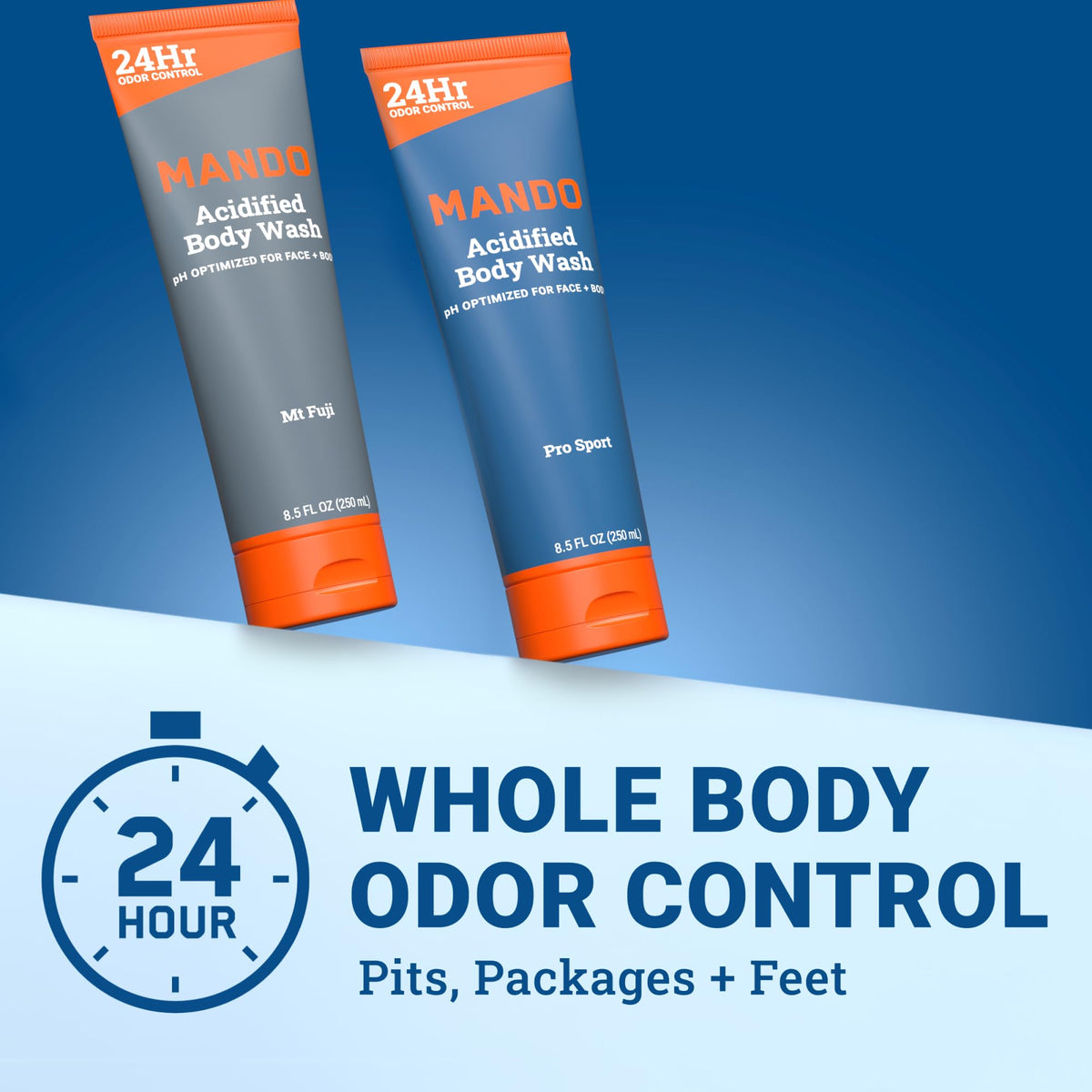 Mando Body Wash 8.5 oz back view with ingredient details