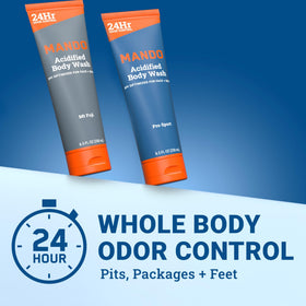 Mando Body Wash 8.5 oz back view with ingredient details