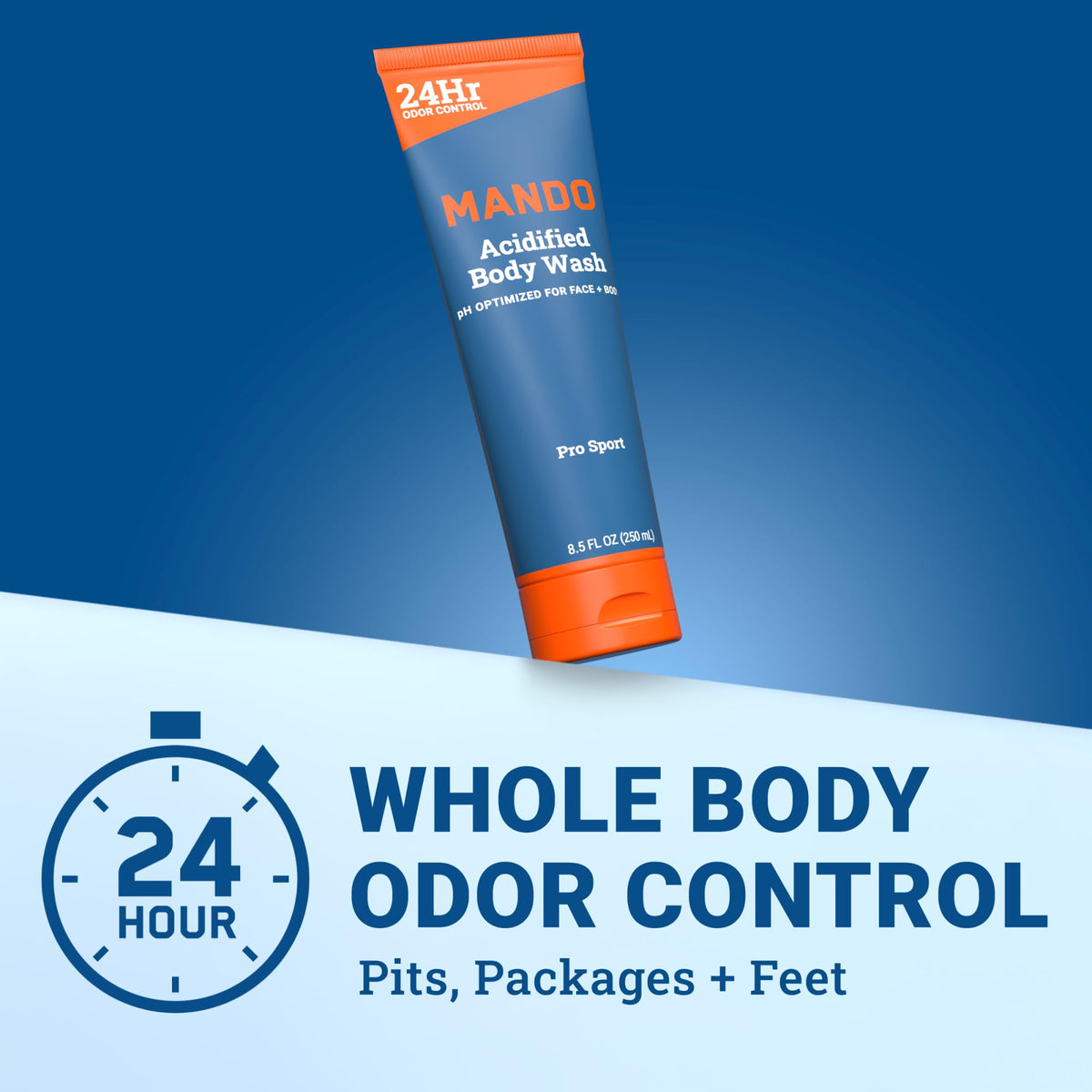 Mando Body Wash 8.5 oz back view with ingredient list