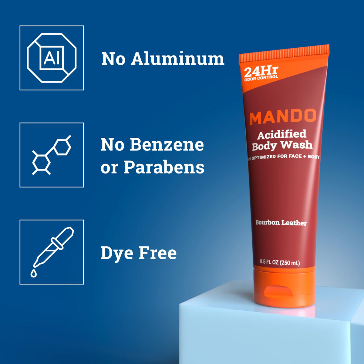 Mando Body Wash 8.5 oz Bourbon Leather scent