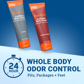 Mando Body Wash 8.5 oz side view showing bottle design