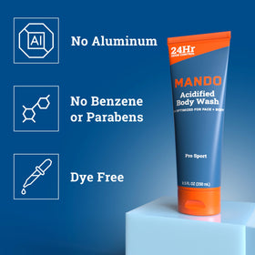 Mando Body Wash 8.5 oz side view showing packaging