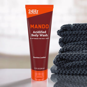 Mando Body Wash Bourbon 8.5 oz lifestyle shot
