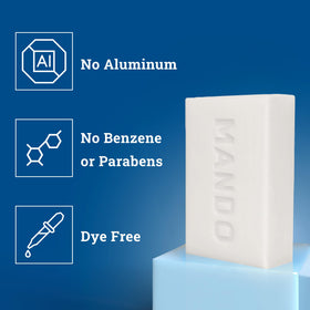 Mando Cleansing Bar lathering on hands demonstrating rich foam
