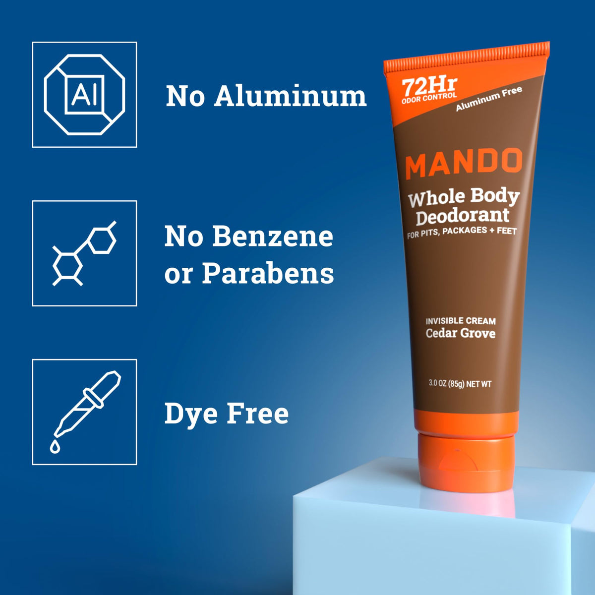 Mando Whole Body Deodorant for Men Cedar Grove 2 pack packaging